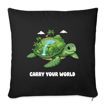 Island turtle with waterfall - Sofa pillowcase 17,3'' x 17,3'' (45 x 45 cm) - black - Front