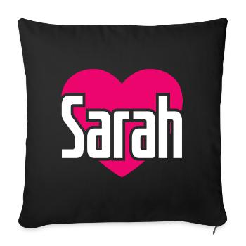 I Love Sarah Pink Heart I Love Sarah - Sofa pillowcase 17,3'' x 17,3'' (45 x 45 cm) - black - Front