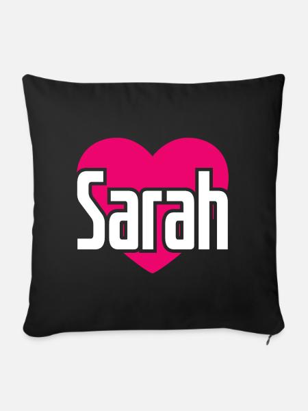 I Love Sarah Pinkes Herz Ich liebe Sarah - Sofakissenbezug 45 x 45 cm - Schwarz