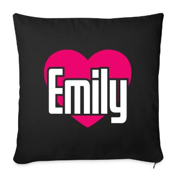 I Love Emily Pink Heart I Love Emily - Sofa pillowcase 17,3'' x 17,3'' (45 x 45 cm) - black - Front