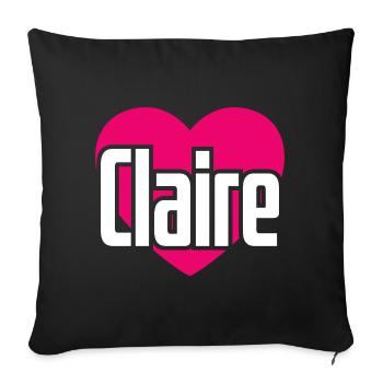 J’aime Claire Coeur Rose J’aime Claire - Housse de coussin décorative 45 x 45 cm - noir - Devant
