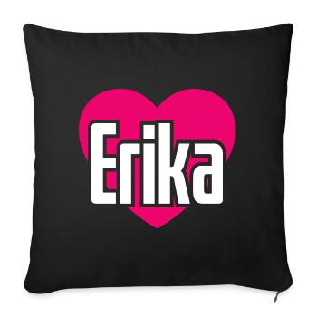 J’aime Erika Coeur Rose J’aime Erika - Housse de coussin décorative 45 x 45 cm - noir - Devant