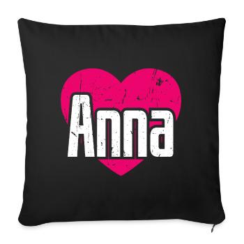 I Love Anna Pinkes Herz Ich liebe Anna - Sofakissenbezug 45 x 45 cm - Schwarz - Vorne