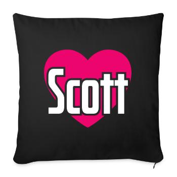 I Love Scott Pink Heart I Love Scott - Sofa pillowcase 17,3'' x 17,3'' (45 x 45 cm) - black - Front