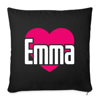 J’aime Emma Coeur rose J’aime Emma - Housse de coussin décorative 45 x 45 cm - noir - Devant