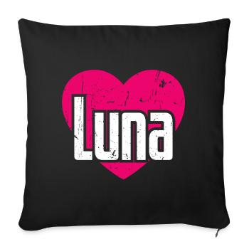 I Love Luna Pink Heart I Love Luna - Sofa pillowcase 17,3'' x 17,3'' (45 x 45 cm) - black - Front