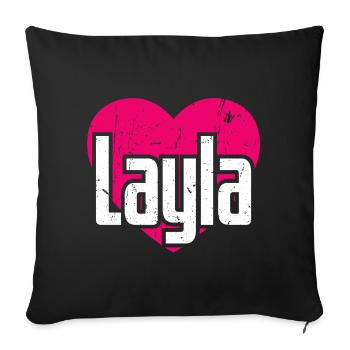 I Love Layla Pink Heart I Love Layla - Sofa pillowcase 17,3'' x 17,3'' (45 x 45 cm) - black - Front
