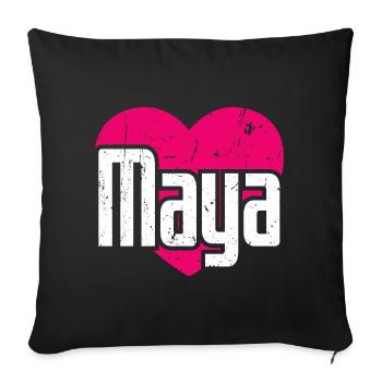 I Love Maya Pink Heart I Love Maya - Sofa pillowcase 17,3'' x 17,3'' (45 x 45 cm) - black - Front