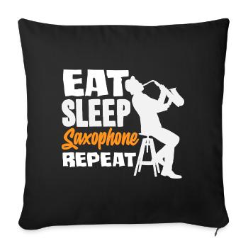 Saxophone Eat Sleep Répétition Saxophoniste - Housse de coussin décorative 45 x 45 cm - noir - Devant