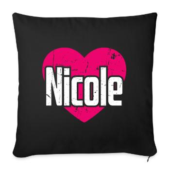 I Love Nicole Pink Heart I Love Nicole - Sofa pillowcase 17,3'' x 17,3'' (45 x 45 cm) - black - Front