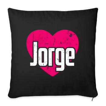 I Love Jorge Pinkes Herz Ich liebe Jorge - Sofakissenbezug 45 x 45 cm - Schwarz - Vorne