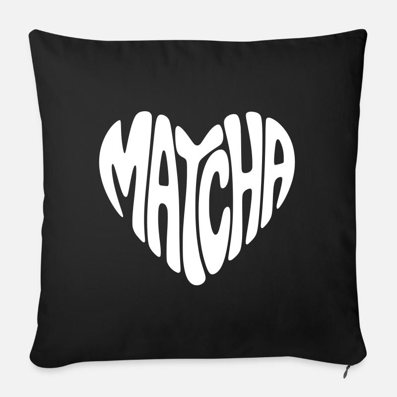 Matcha Herz - Sofakissenbezug 45 x 45 cm - Schwarz