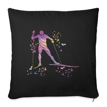 Ski de fond Ski de fond - Housse de coussin décorative 45 x 45 cm - noir - Devant