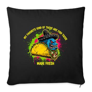 Angry Monster Fish Taco Sombrero Splatter Art - Sofa pillowcase 17,3'' x 17,3'' (45 x 45 cm) - black - Front
