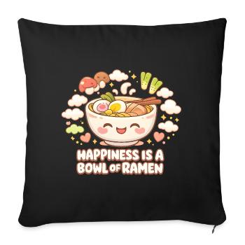 Kawaii Ramen Bowl - Sofa pillowcase 17,3'' x 17,3'' (45 x 45 cm) - black - Front