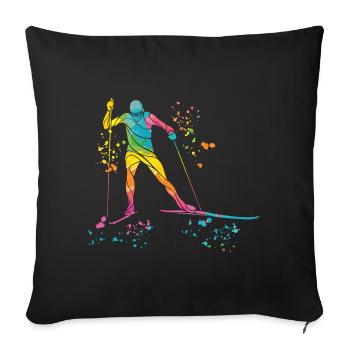 Ski de fond Ski de fond - Housse de coussin décorative 45 x 45 cm - noir - Devant