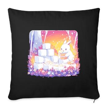 Rabbits in the sugar forest - Sofa pillowcase 17,3'' x 17,3'' (45 x 45 cm) - black - Front