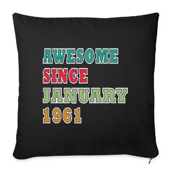 65e anniversaire Original janvier 1961 - Housse de coussin décorative 45 x 45 cm - noir - Devant
