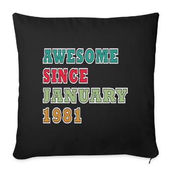 45e anniversaire Millésime de janvier 1981 - Housse de coussin décorative 45 x 45 cm - noir - Devant