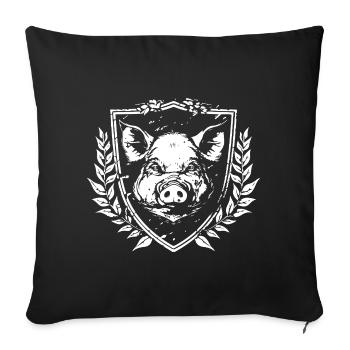 Coat of arms wild boar emblem - Sofa pillowcase 17,3'' x 17,3'' (45 x 45 cm) - black - Front