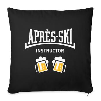Moniteur Après-Ski (Bière, Après-Ski Concave, NEG2C) - Housse de coussin décorative 45 x 45 cm - noir - Devant