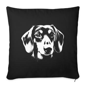 Faithful Dachshund Portrait Black White - Sofa pillowcase 17,3'' x 17,3'' (45 x 45 cm) - black - Front