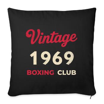 Vintage 1969 – Année de naissance rétro du Boxing Club - Housse de coussin décorative 45 x 45 cm - noir - Devant