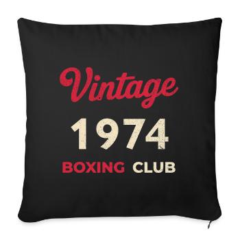 Vintage 1974 – Année de naissance rétro du Boxing Club - Housse de coussin décorative 45 x 45 cm - noir - Devant