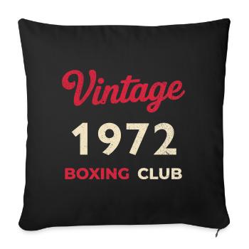 Vintage 1972 – Année de naissance rétro du Boxing Club - Housse de coussin décorative 45 x 45 cm - noir - Devant