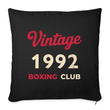 Police rétro « Vintage 1992 – Boxing Club » en occasion - Housse de coussin décorative 45 x 45 cm - noir - Devant
