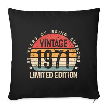 Édition limitée vintage 1971 55e anniversaire de 55 ans - Housse de coussin décorative 45 x 45 cm - noir - Devant