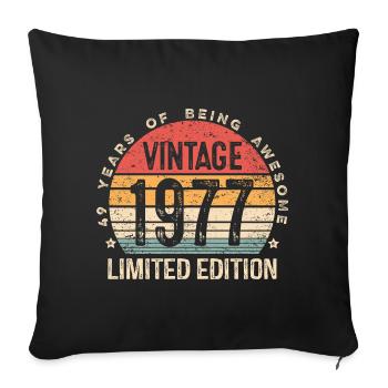 Édition limitée vintage 1977 49e anniversaire - Housse de coussin décorative 45 x 45 cm - noir - Devant