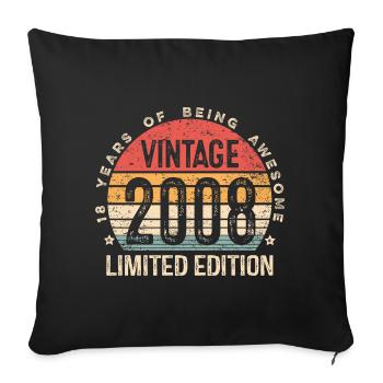 2008 Édition limitée 18 ans pour 18 ans - Housse de coussin décorative 45 x 45 cm - noir - Devant