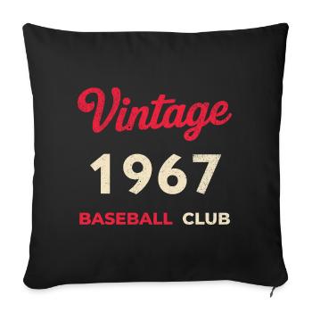 Année de naissance 1967 – Année de naissance rétro du club de baseball - Housse de coussin décorative 45 x 45 cm - noir - Devant