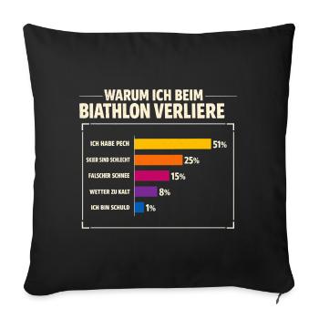 Biathlon Lustig Warum ich immer verliere - Sofakissenbezug 45 x 45 cm - Schwarz - Vorne