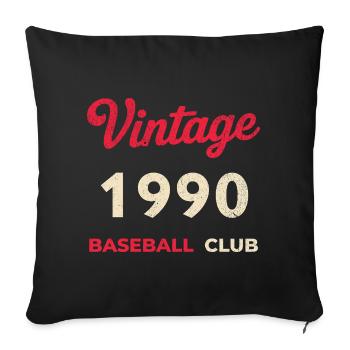 Vintage 1990 – Année de naissance rétro du club de baseball - Housse de coussin décorative 45 x 45 cm - noir - Devant