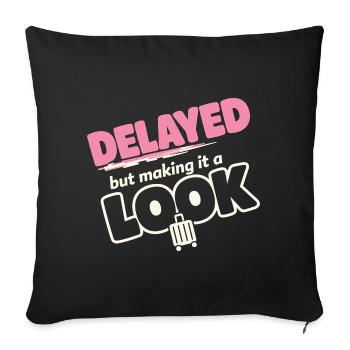 Travel anxiety humor, airport chaos, flying is - Sofa pillowcase 17,3'' x 17,3'' (45 x 45 cm) - black - Front