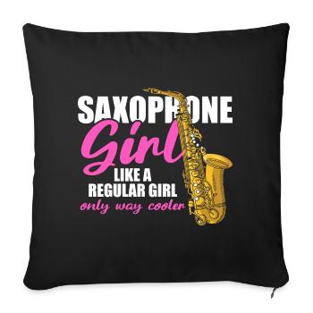 Saxophone girl Saxophone player - Sofa pillowcase 17,3'' x 17,3'' (45 x 45 cm) - black - Front