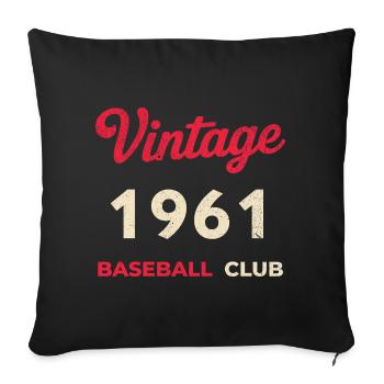 Millésime 1961 – Année de naissance rétro du club de baseball - Housse de coussin décorative 45 x 45 cm - noir - Devant
