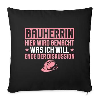 Builder Funny Gift House Building Construction Site - Sofa pillowcase 17,3'' x 17,3'' (45 x 45 cm) - black - Front