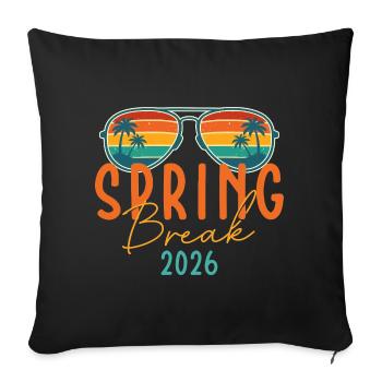 Voyage entre filles Spring Break 2026 Croisière rétro sur la plage - Housse de coussin décorative 45 x 45 cm - noir - Devant