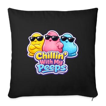Bunny Bunny Bunny Printemps Fleurs de Printemps Jardin d’été de Pâques - Housse de coussin décorative 45 x 45 cm - noir - Devant