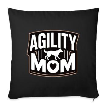 Maman Agility – Maman des Chiens de sport canin - Housse de coussin décorative 45 x 45 cm - noir - Devant