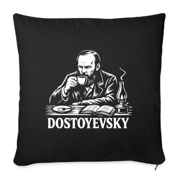 Dostoyevsky drinking Coffee Portrait - Sofa pillowcase 17,3'' x 17,3'' (45 x 45 cm) - black - Front