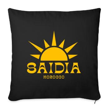 Emblème du soleil de Saidia au Maroc - Housse de coussin décorative 45 x 45 cm - noir - Devant