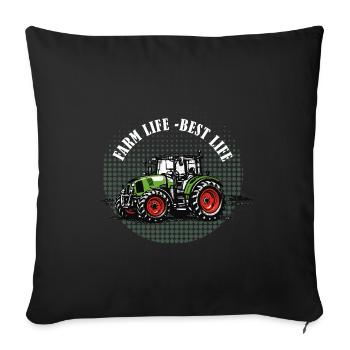 Farm Life – Green Tractor Vintage Halftone - Sofa pillowcase 17,3'' x 17,3'' (45 x 45 cm) - black - Front