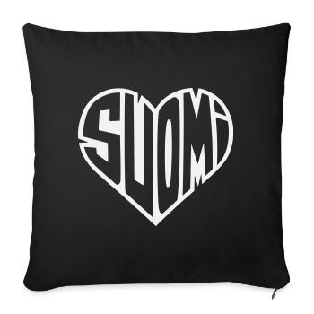 Suomi Heart Lettering - Sofa pillowcase 17,3'' x 17,3'' (45 x 45 cm) - black - Front