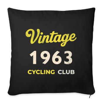 Millésime 1963 – Année de naissance rétro du Cycling Club - Housse de coussin décorative 45 x 45 cm - noir - Devant