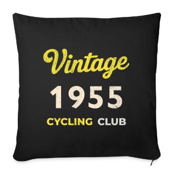 Millésime 1955 – Année de naissance rétro du Cycling Club - Housse de coussin décorative 45 x 45 cm - noir - Devant