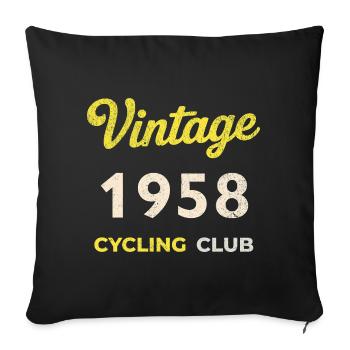 Millésime 1958 – Année de naissance rétro du Cycling Club - Housse de coussin décorative 45 x 45 cm - noir - Devant